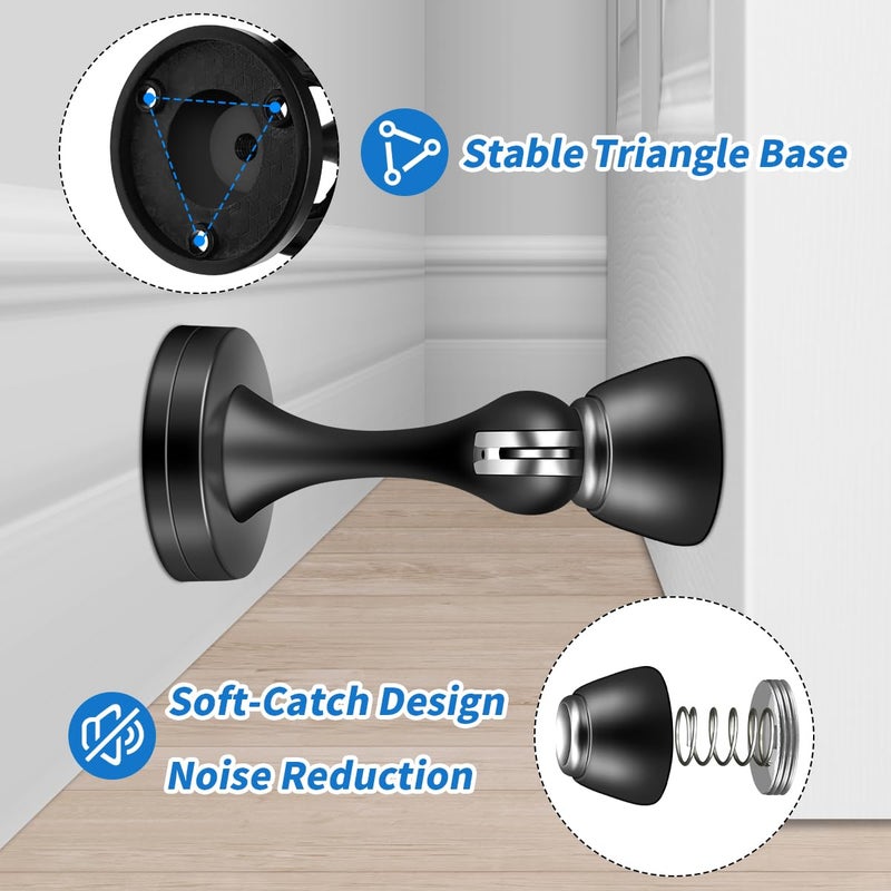 KOLAKO 6 Pack Door Stoppers, Black Magnetic Door Stops, Heavy Duty Wall Floor Magnetic Door Catch, Brushed Oil Rubbed Magnet Doorstop to Keep Doors Open - Image 3